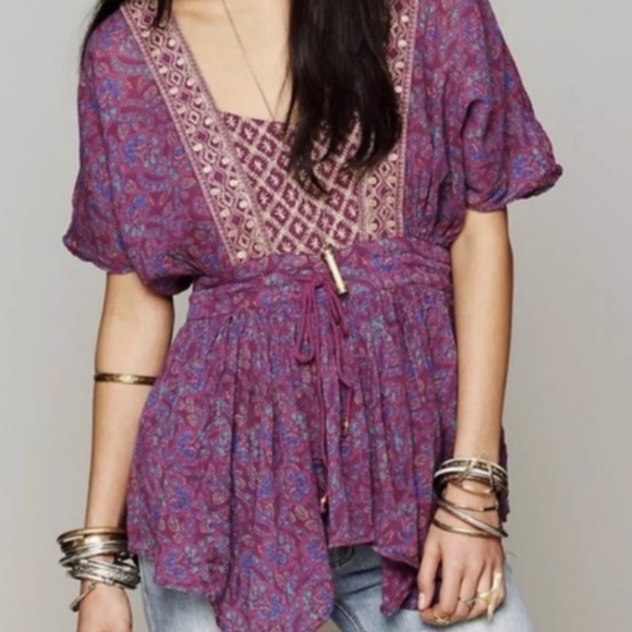 Free People Tops - Free People Sangria Garden of Eden Top